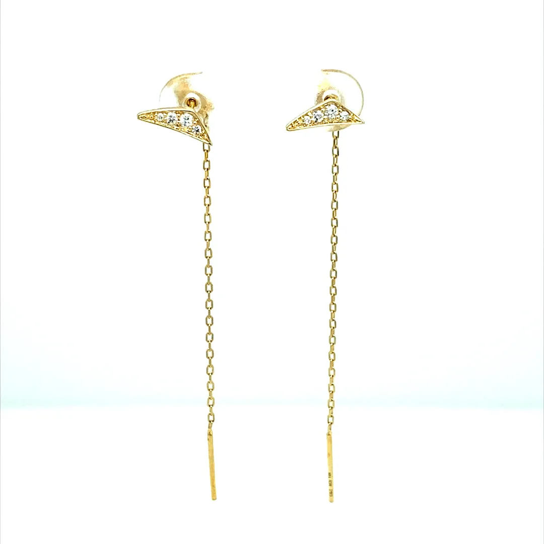 0.10 CTW DEW Moissanite Fashion Drop Earrings in 14K Yellow Gold