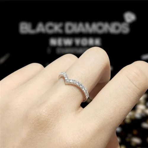 0.22ct Micro Round Cut D Color Diamond Wedding Band