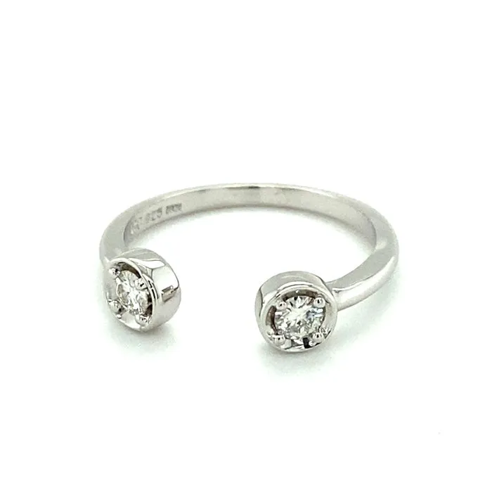 0.26 CTW DEW Round Moissanite Open Statement Ring in Sterling Silver