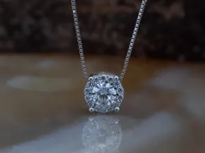 0.50 ct diamond halo pendant round shape