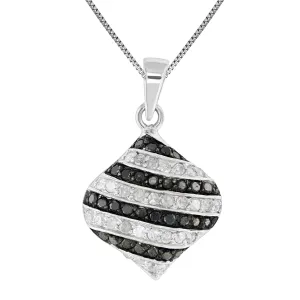 0.90 cttw Black and White Layer Diamond Pendant in Sterling Silver