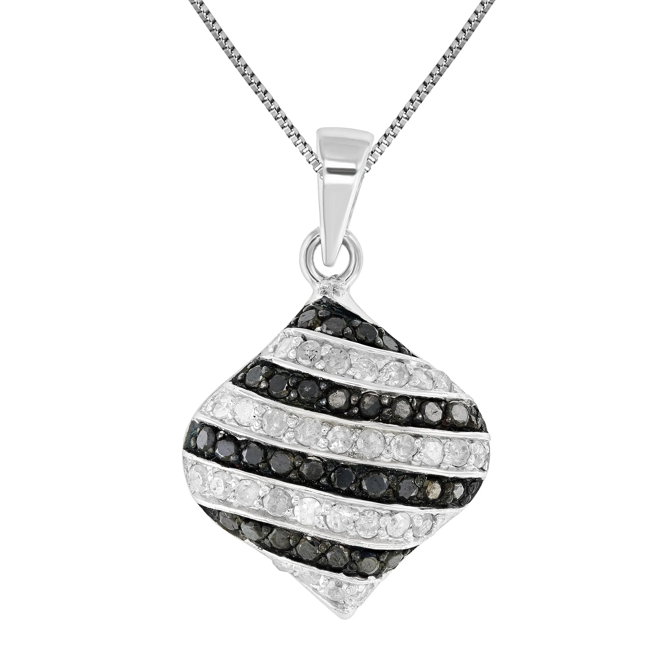 0.90 cttw Black and White Layer Diamond Pendant in Sterling Silver