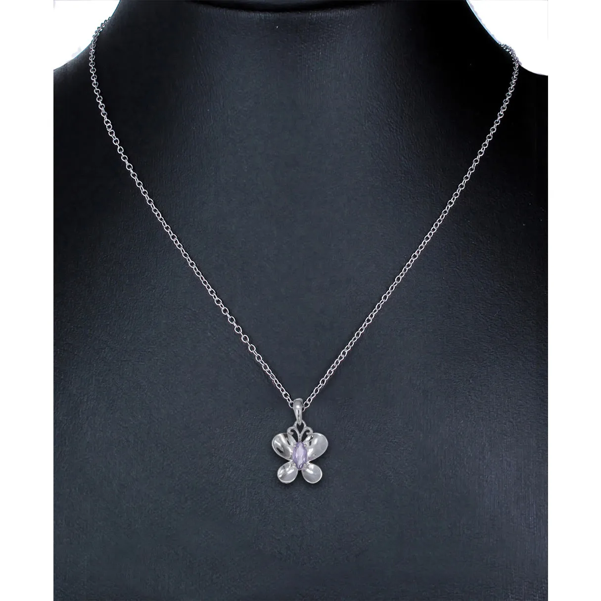 0.90 cttw Pendant Necklace, Purple Amethyst Marquise Pendant Necklace for Women in .925 Sterling Silver with Rhodium, 18 Inch Chain, Prong Setting
