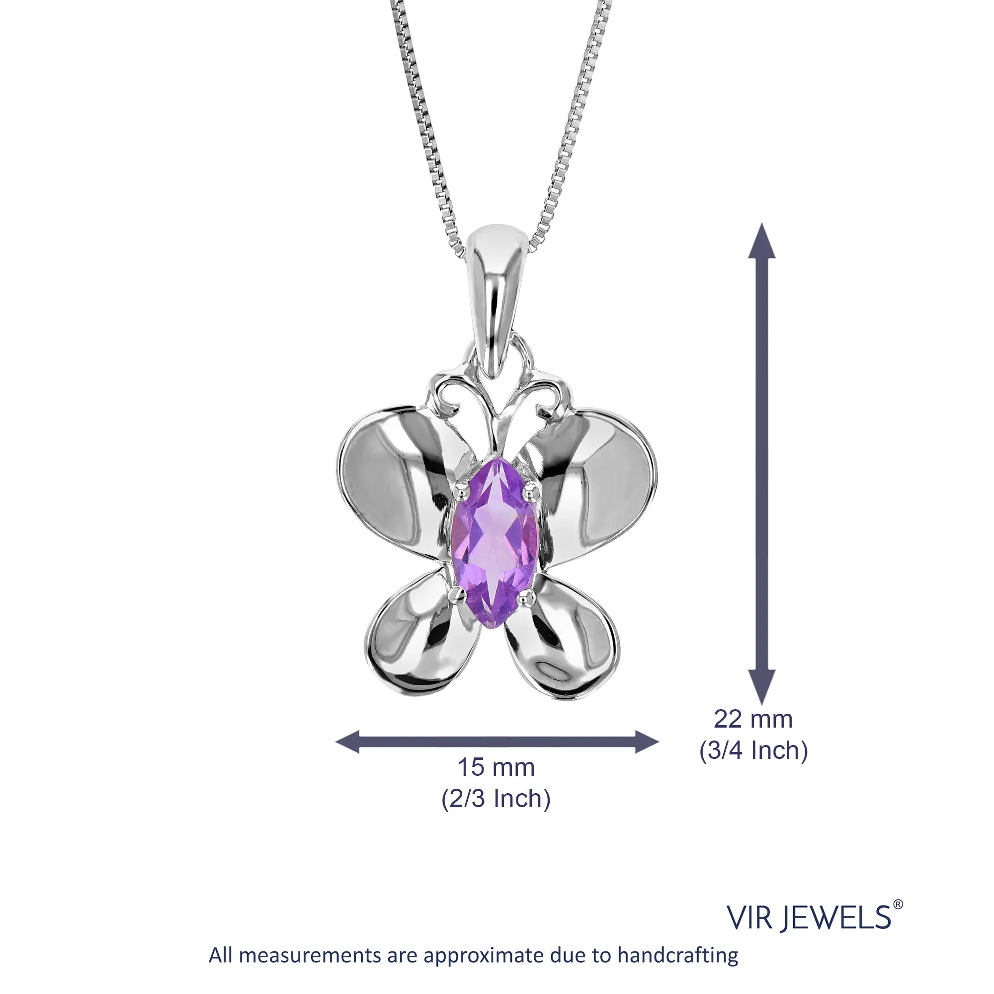 0.90 cttw Pendant Necklace, Purple Amethyst Marquise Pendant Necklace for Women in .925 Sterling Silver with Rhodium, 18 Inch Chain, Prong Setting