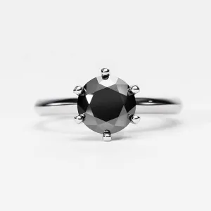 1 Carat Round Cut Black Diamond Engagement Ring