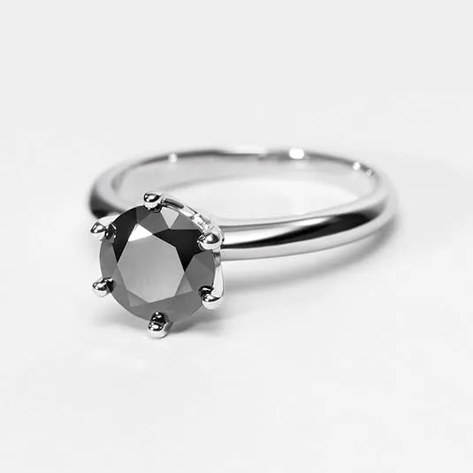 1 Carat Round Cut Black Diamond Engagement Ring