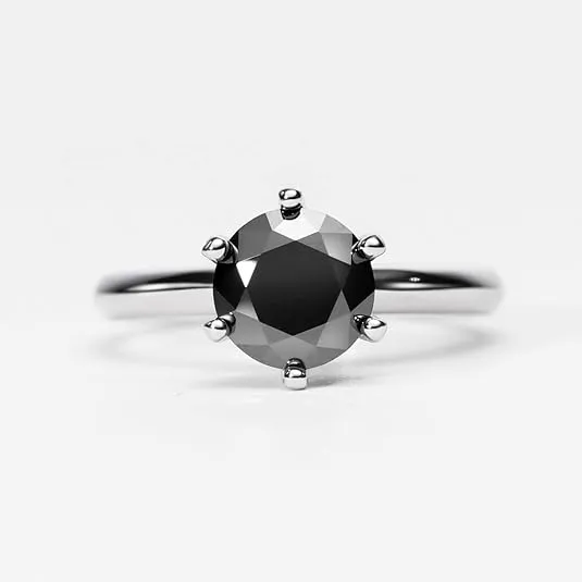 1 Carat Round Cut Black Diamond Engagement Ring