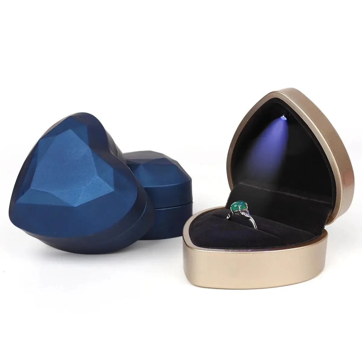 100PCs Pack Beautiful Heart Shaped Jewelry Box with Light