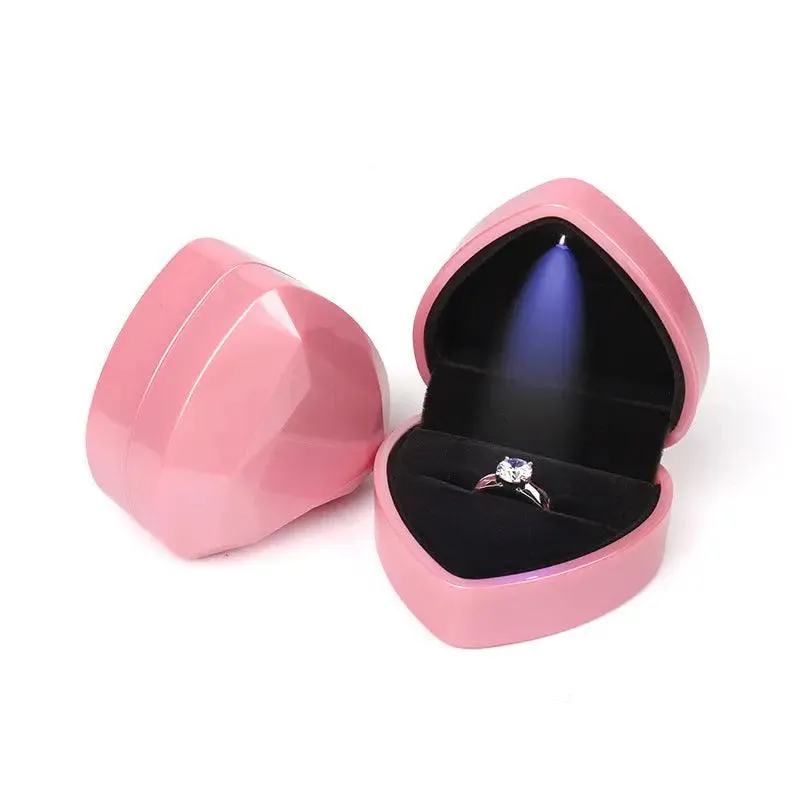 100PCs Pack Beautiful Heart Shaped Jewelry Box with Light
