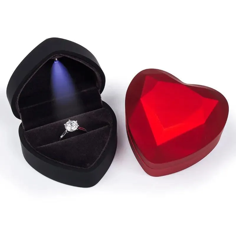 100PCs Pack Beautiful Heart Shaped Jewelry Box with Light