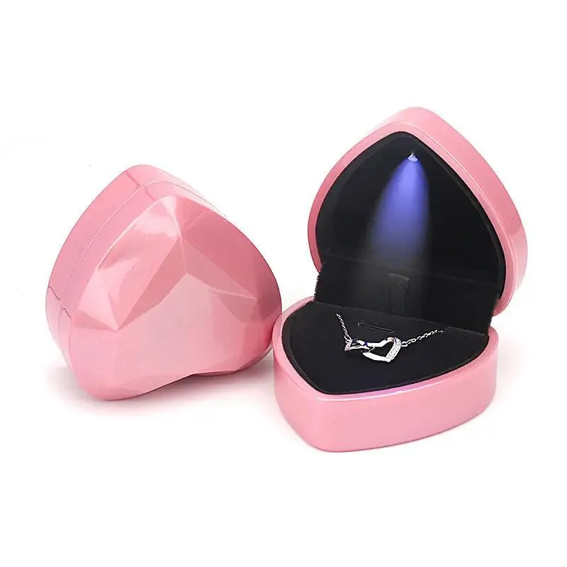 100PCs Pack Beautiful Heart Shaped Jewelry Box with Light
