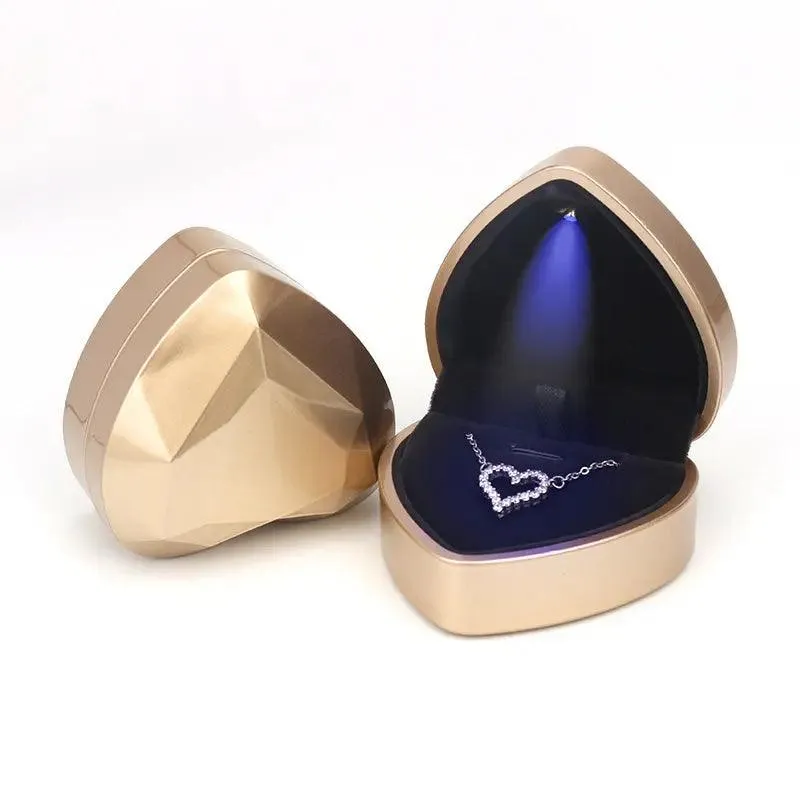 100PCs Pack Beautiful Heart Shaped Jewelry Box with Light