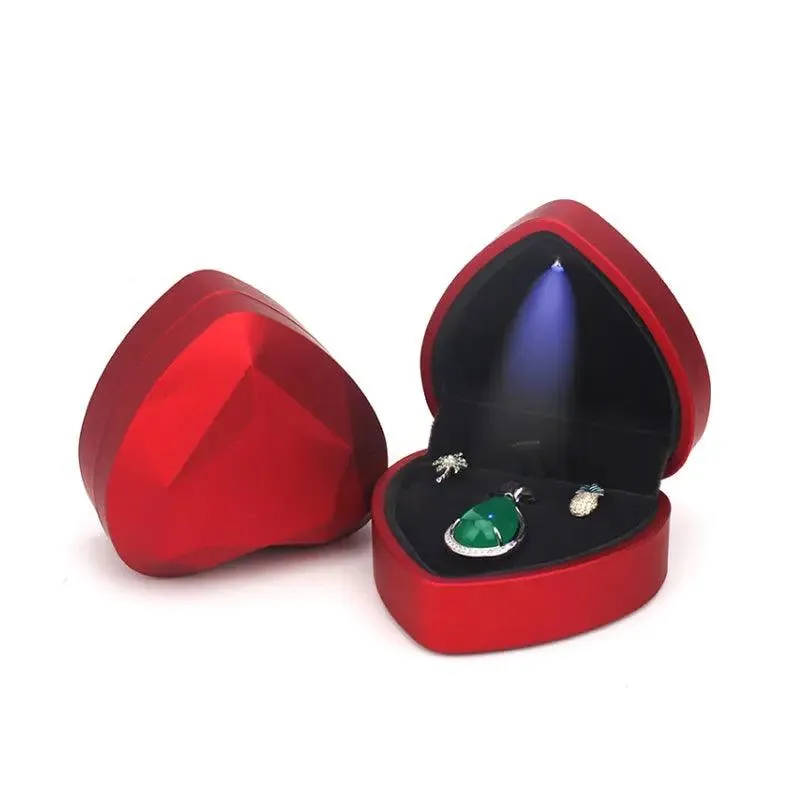 100PCs Pack Beautiful Heart Shaped Jewelry Box with Light