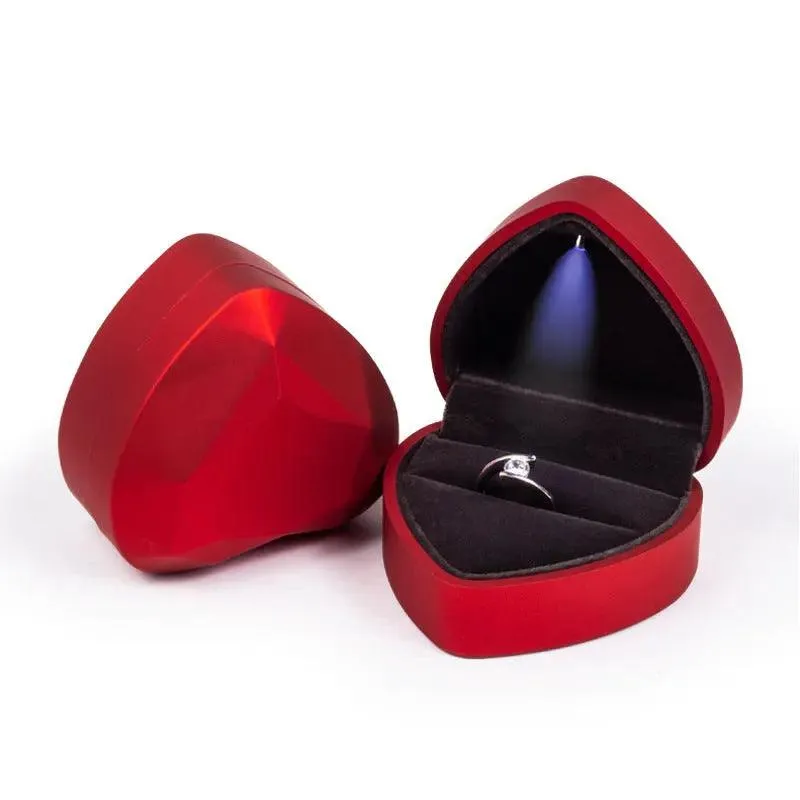 100PCs Pack Beautiful Heart Shaped Jewelry Box with Light