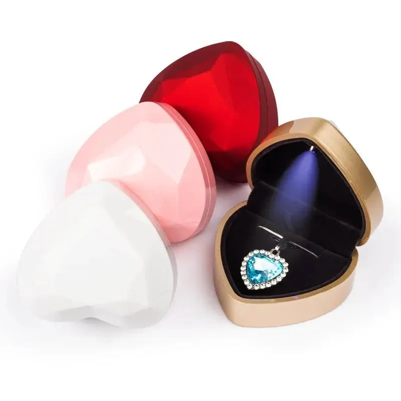100PCs Pack Beautiful Heart Shaped Jewelry Box with Light