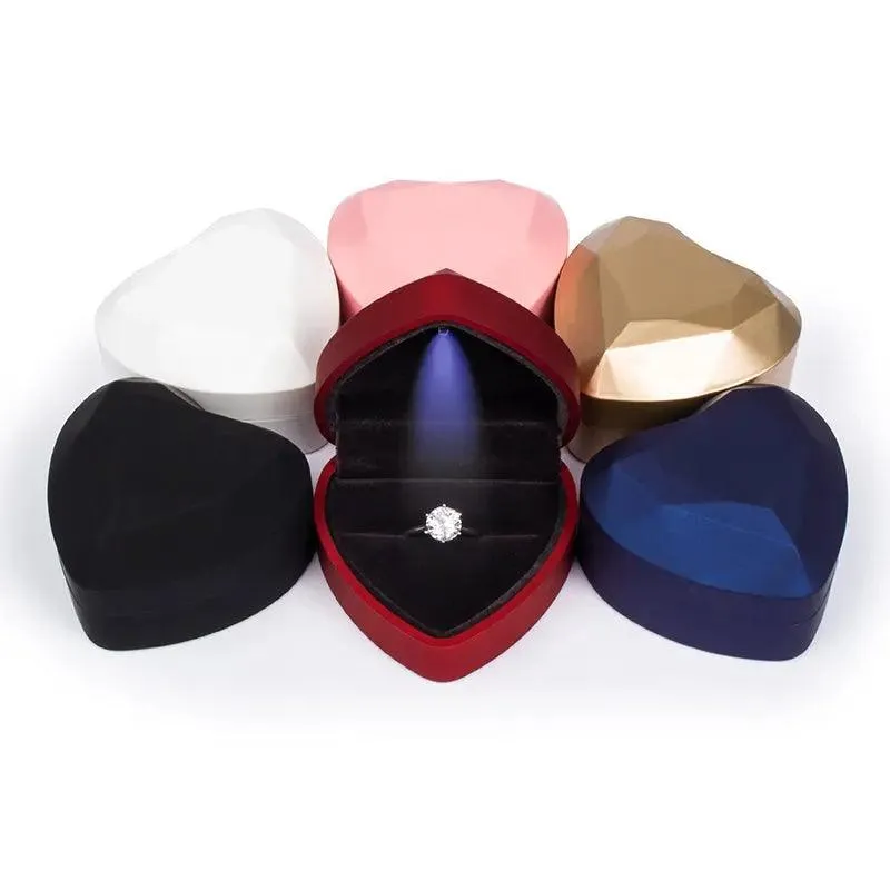 100PCs Pack Beautiful Heart Shaped Jewelry Box with Light