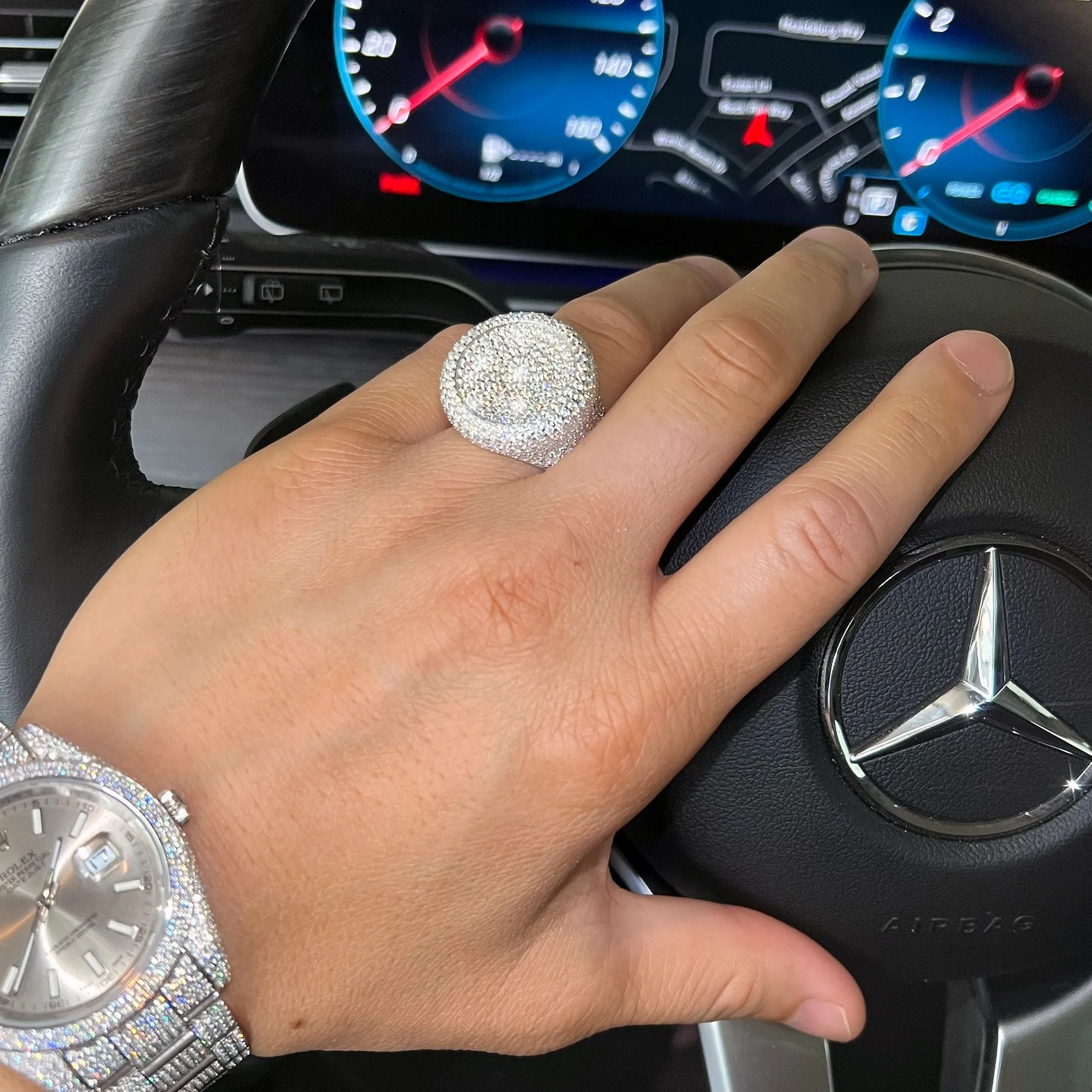 10.20 Carat Moissanite Iced Out Champ Ring