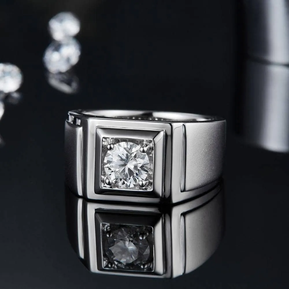 1.0Ct 6.5mm D Color Diamond Ring for Men