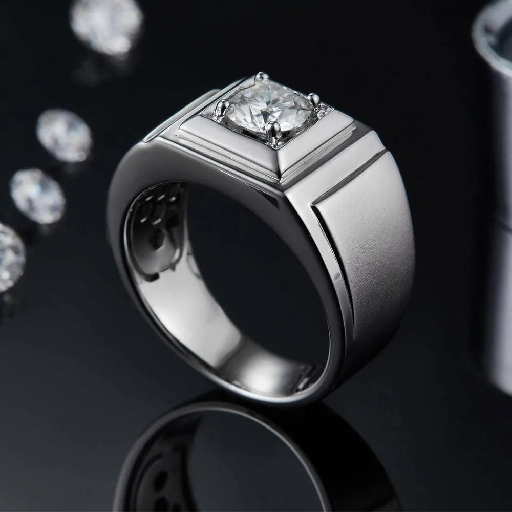 1.0Ct 6.5mm D Color Diamond Ring for Men