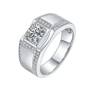 1.0ct Round Diamond Center Channel Sides Men's Diamond Ring