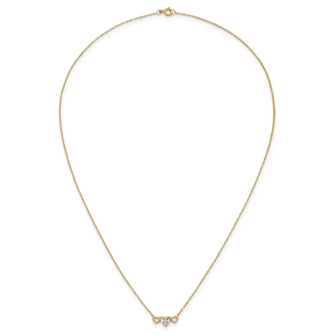 10k Gold CZ Triple Heart Necklace