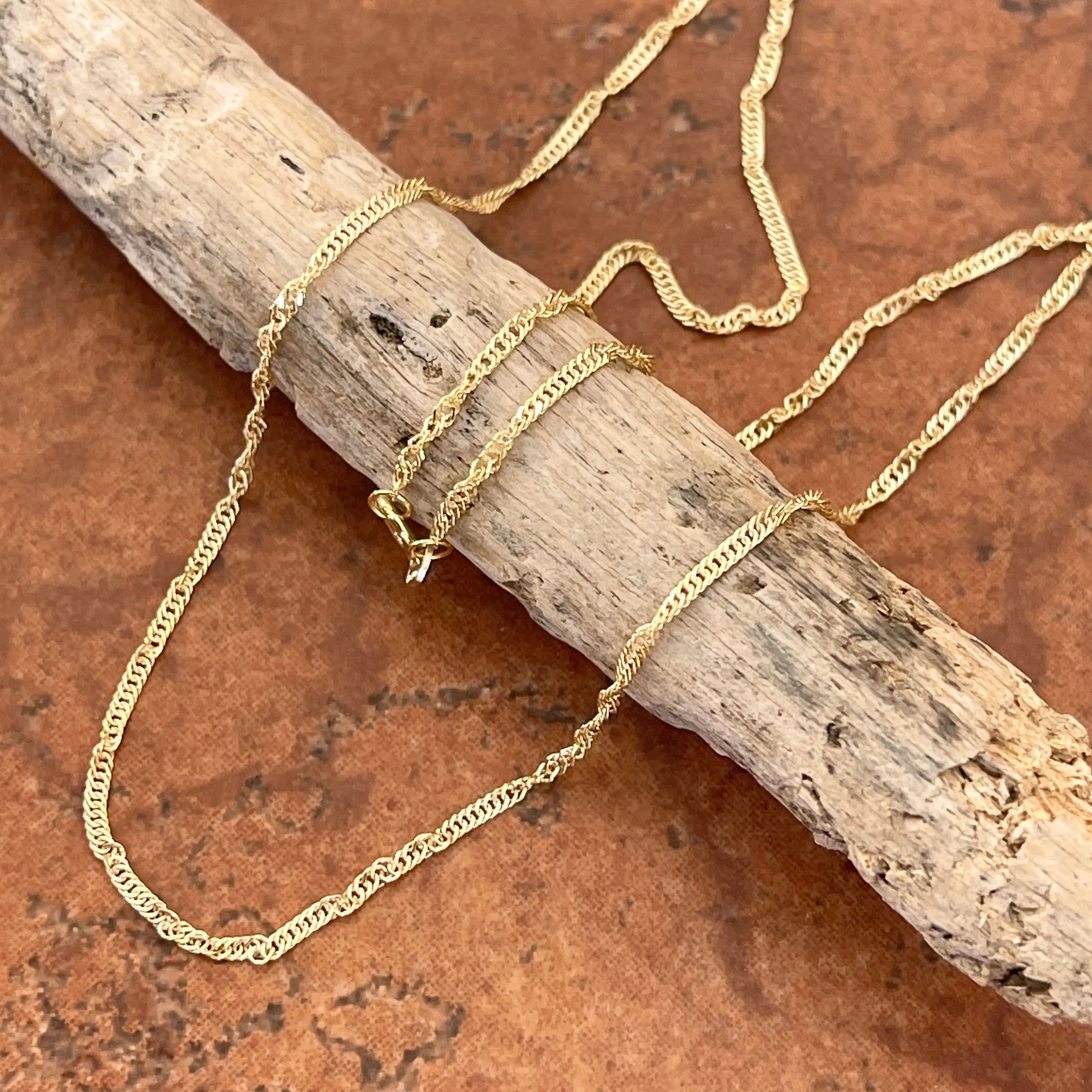 10KT Yellow Gold 1.4mm Singapore Link Chain Necklace