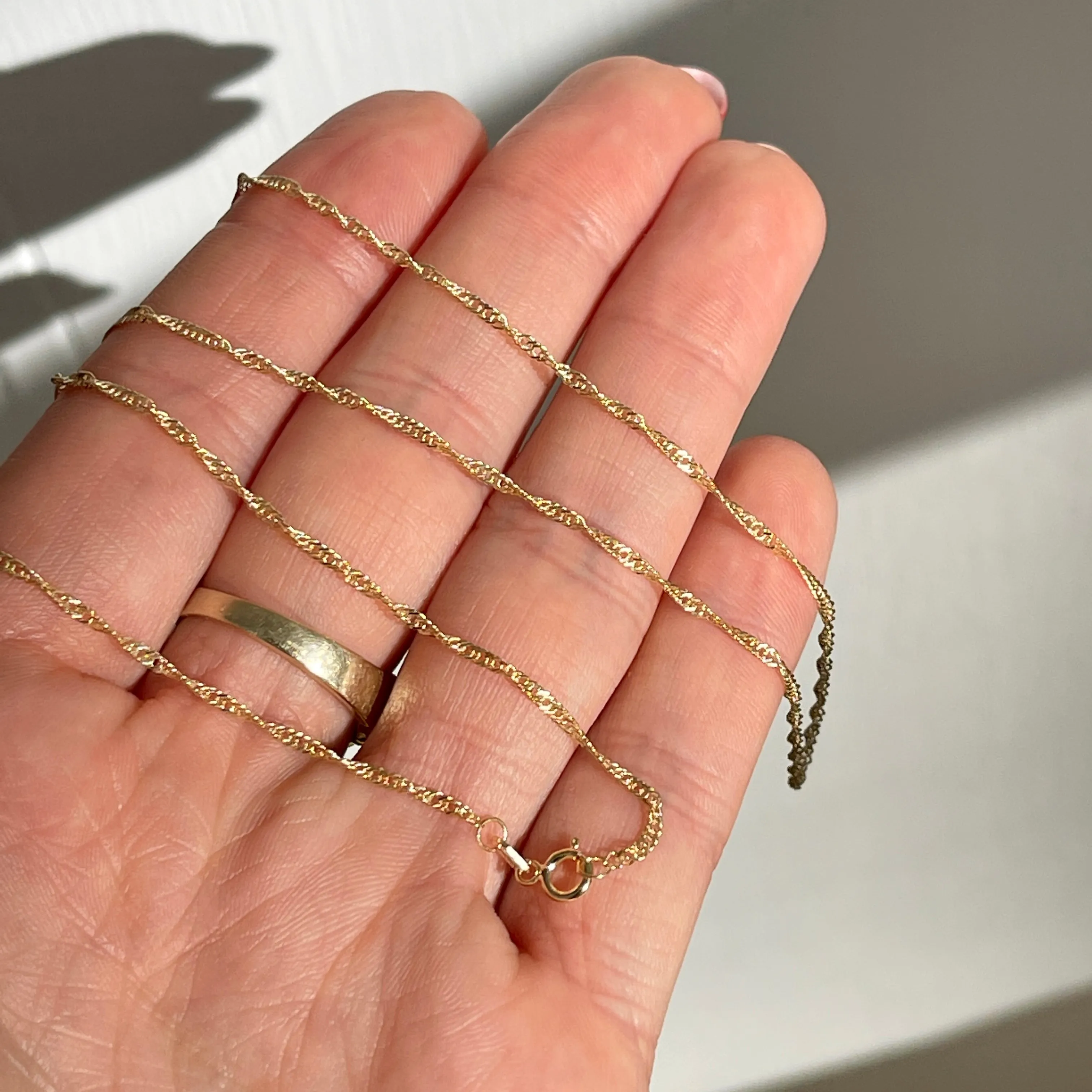 10KT Yellow Gold 1.4mm Singapore Link Chain Necklace