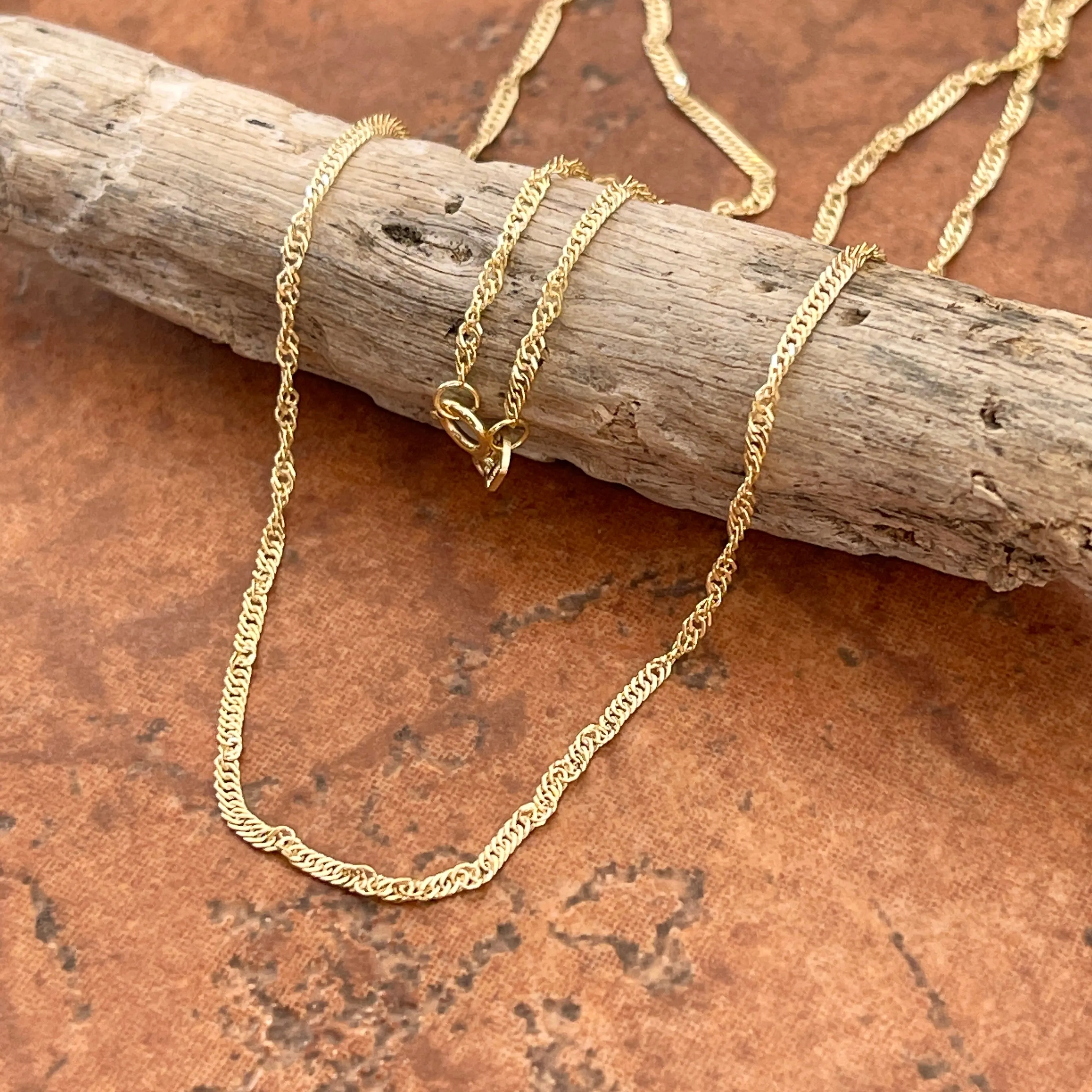 10KT Yellow Gold 1.4mm Singapore Link Chain Necklace
