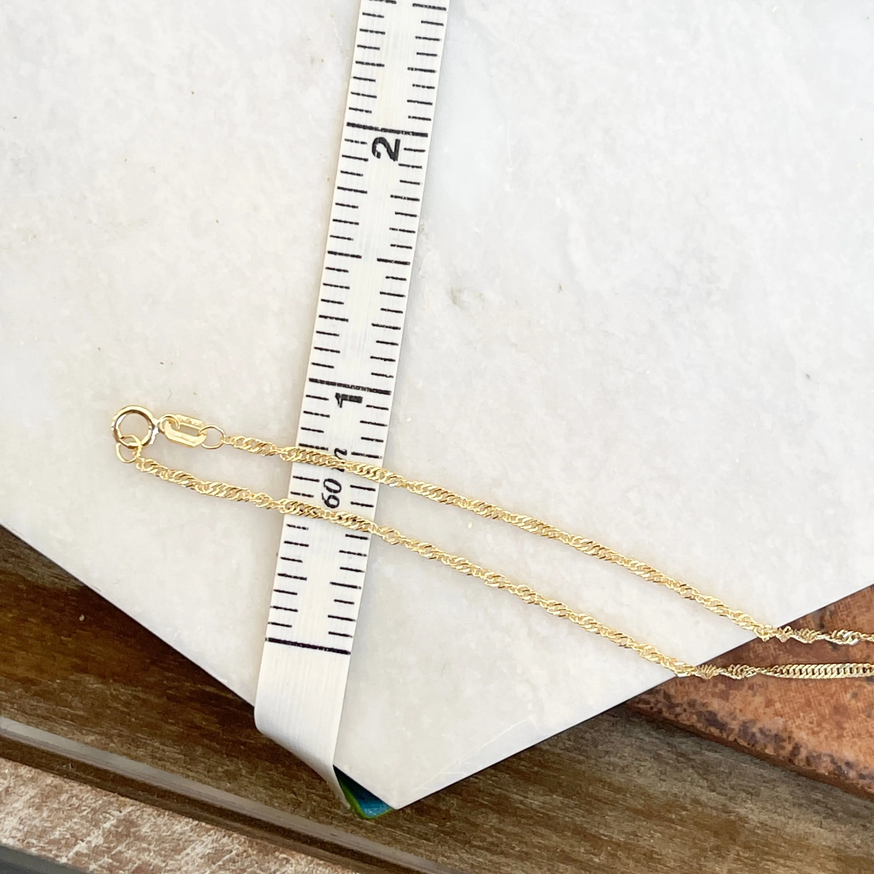 10KT Yellow Gold 1.4mm Singapore Link Chain Necklace