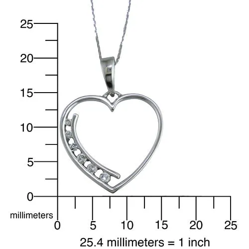 1/10 cttw Diamond Heart Side Pendant Necklace in Sterling Silver