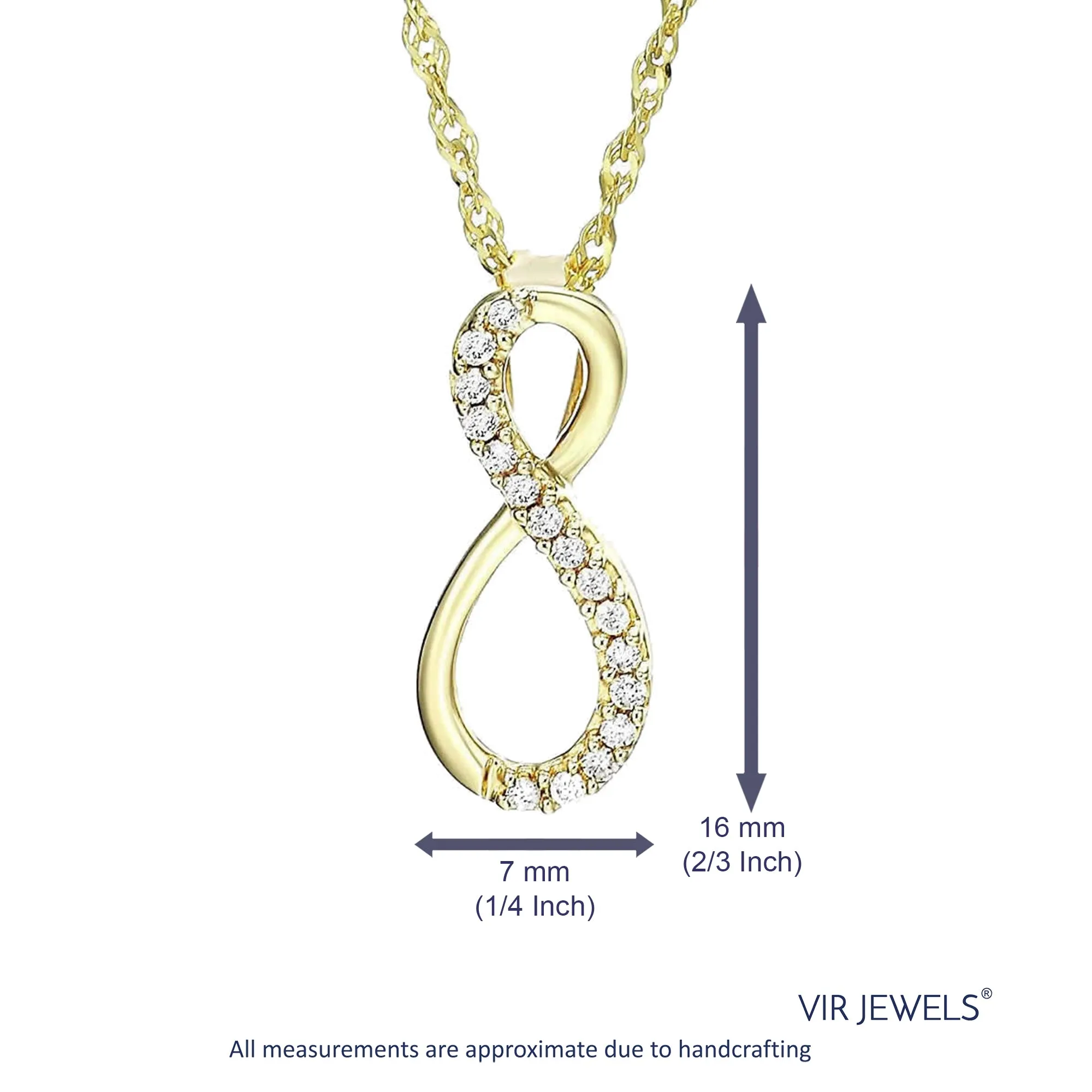 1/10 cttw Diamond Infinity Pendant Necklace in 10K Yellow Gold
