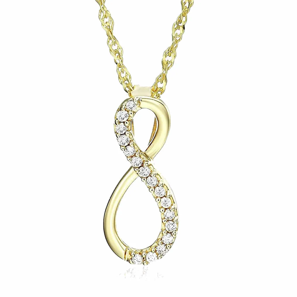 1/10 cttw Diamond Infinity Pendant Necklace in 10K Yellow Gold