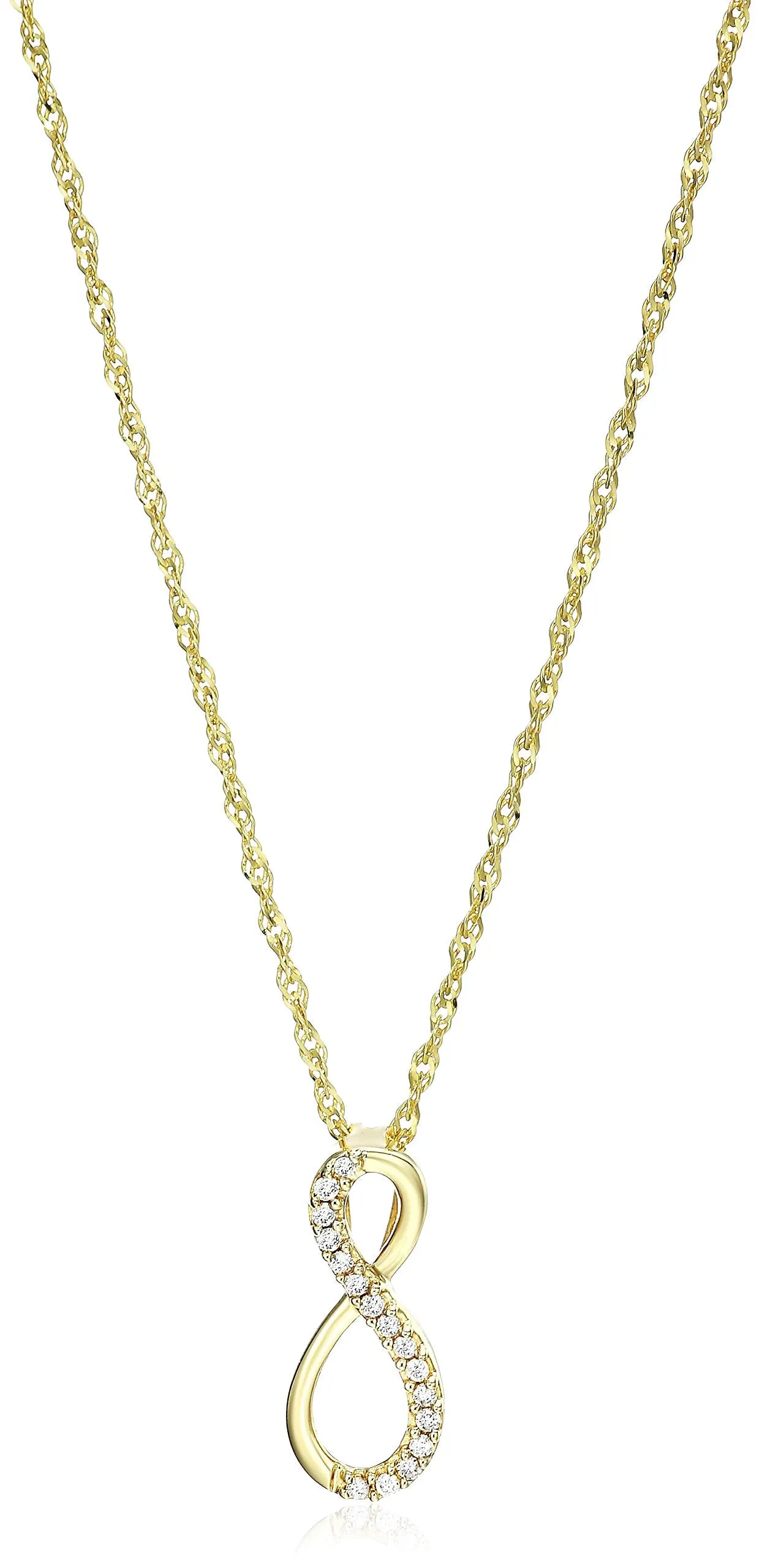 1/10 cttw Diamond Infinity Pendant Necklace in 10K Yellow Gold