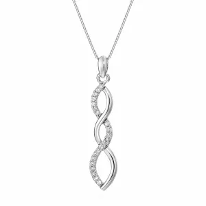 1/10 cttw Diamond Pendant Twisted Necklace in 10K White Gold