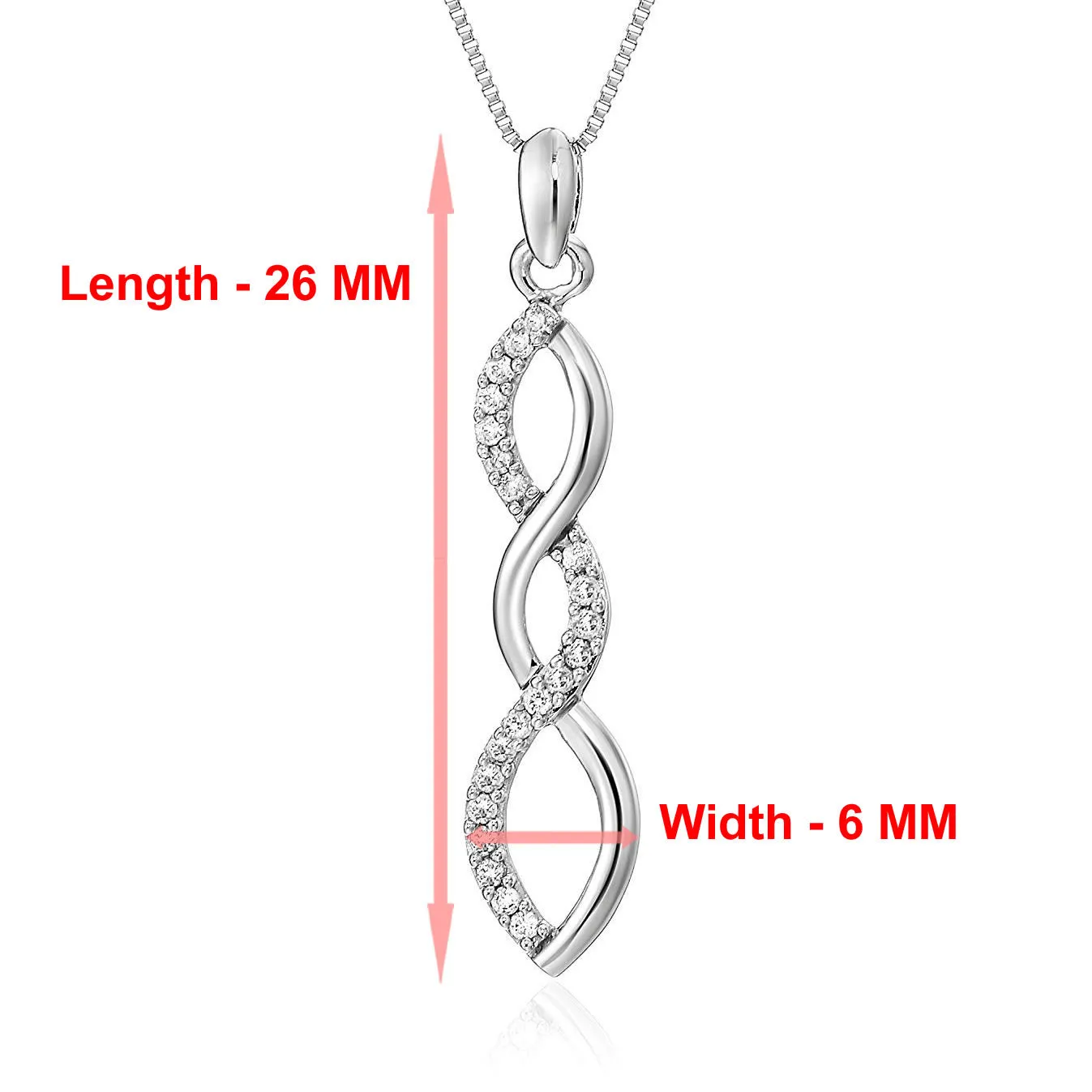 1/10 cttw Diamond Pendant Twisted Necklace in 10K White Gold