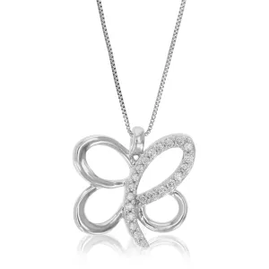 1/10 cttw Lab Grown Diamond Butterfly Pendant in Sterling Silver