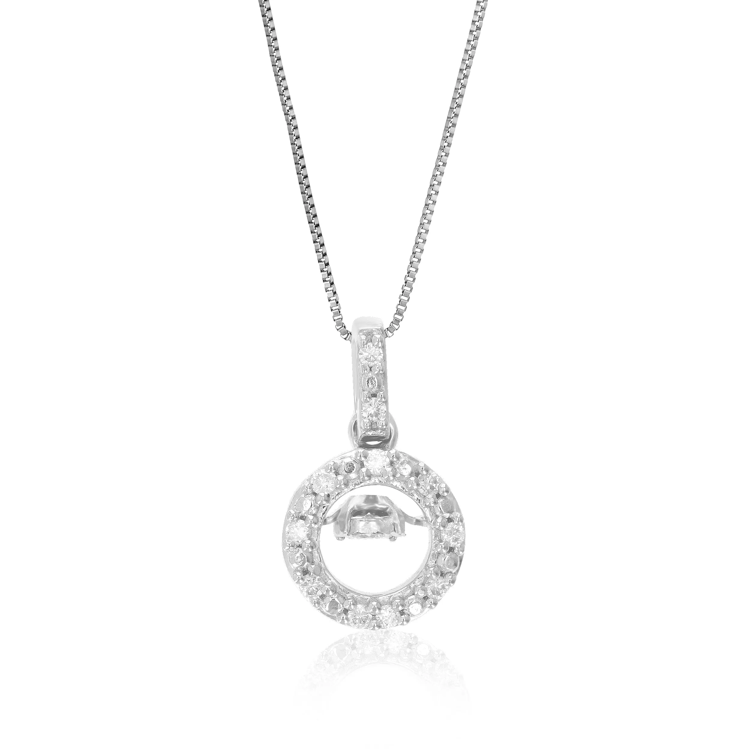 1/10 cttw Lab Grown Diamond Circle Pendant in Sterling Silver