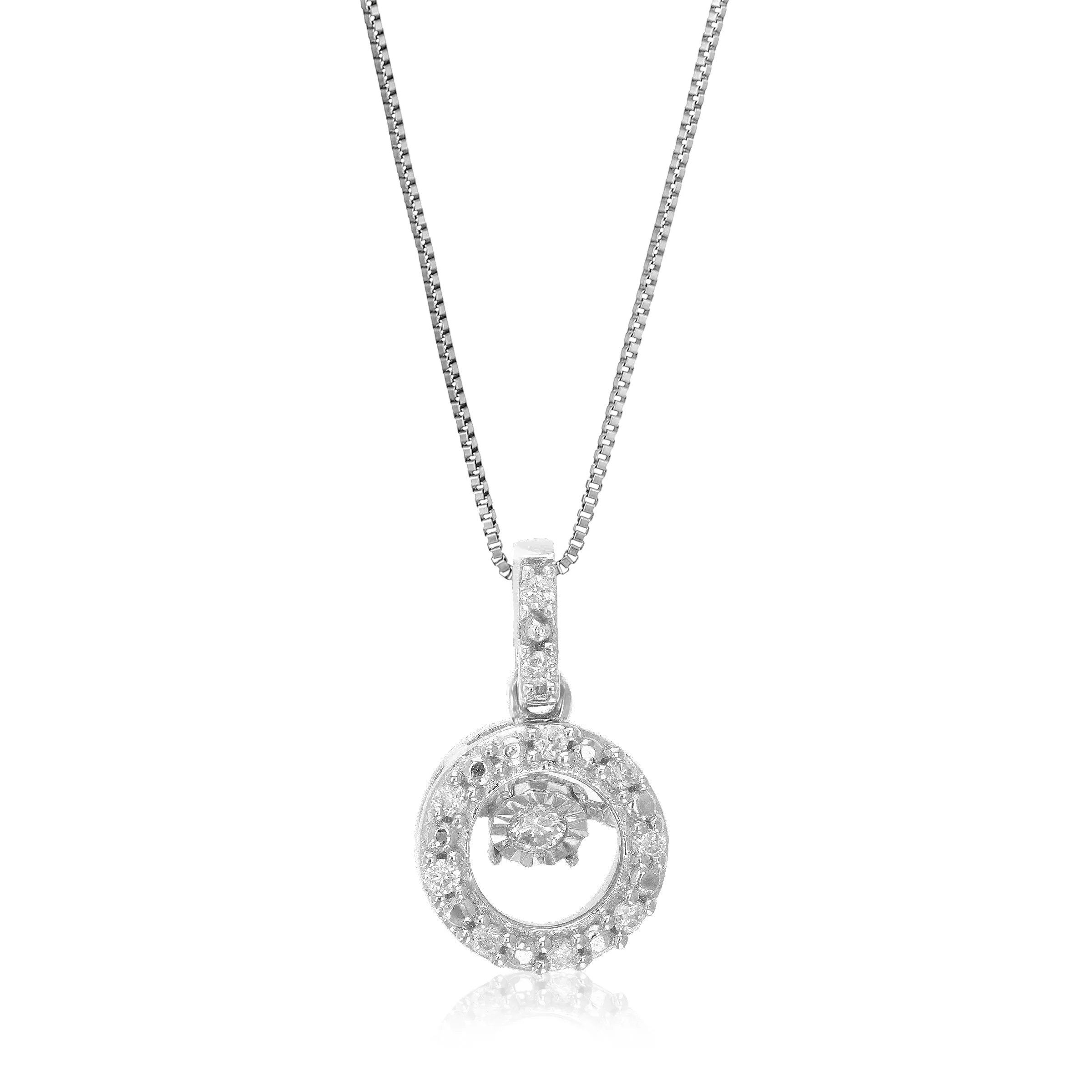 1/10 cttw Lab Grown Diamond Circle Pendant in Sterling Silver