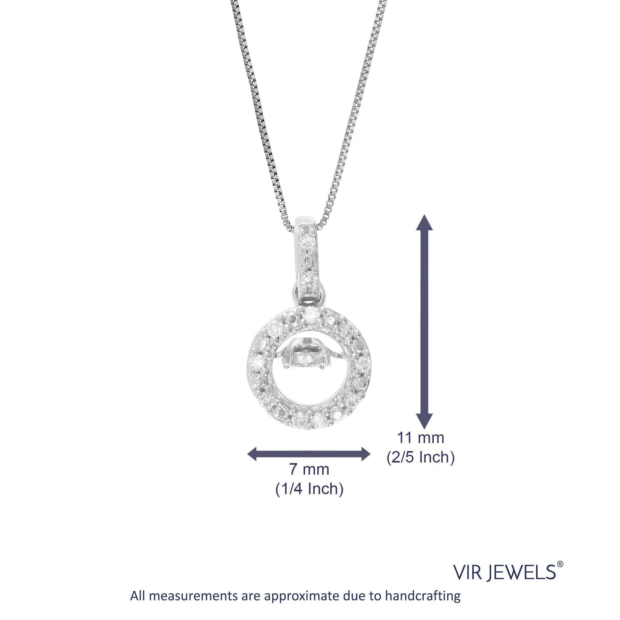 1/10 cttw Lab Grown Diamond Circle Pendant in Sterling Silver