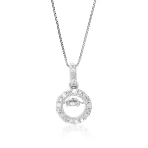 1/10 cttw Lab Grown Diamond Circle Pendant in Sterling Silver