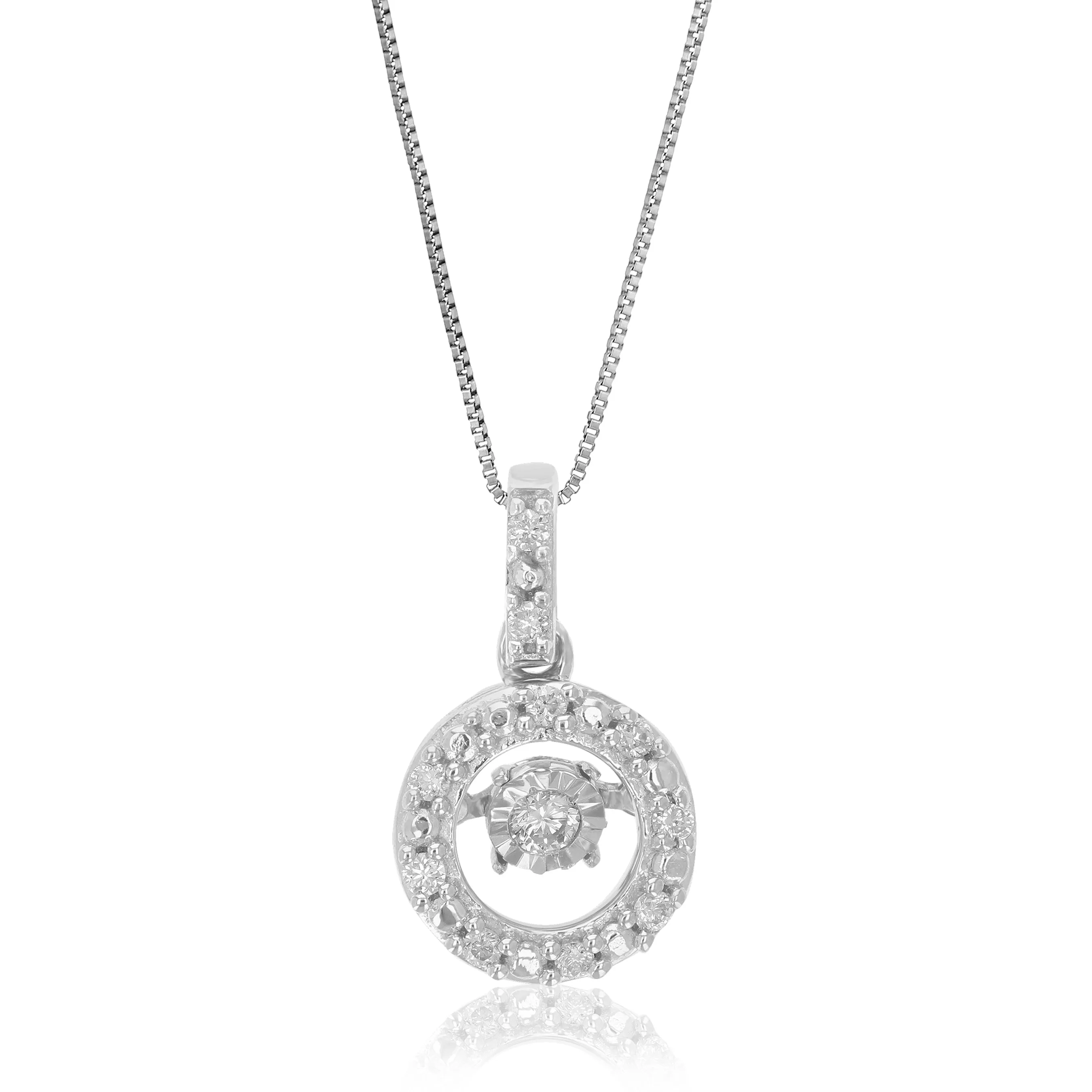 1/10 cttw Lab Grown Diamond Circle Pendant in Sterling Silver