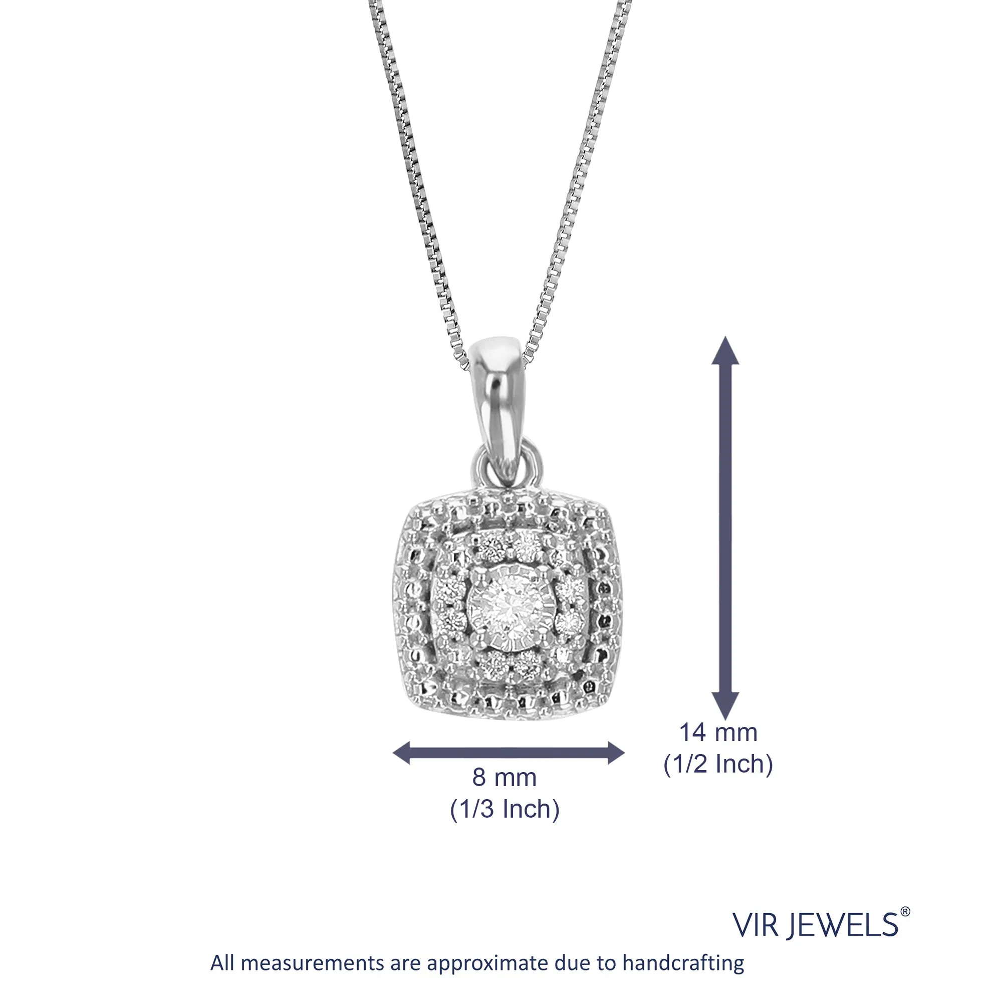 1/10 cttw Lab Grown Diamond Cluster Pendant in Sterling Silver