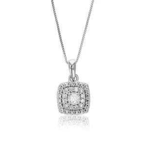 1/10 cttw Lab Grown Diamond Cluster Pendant in Sterling Silver