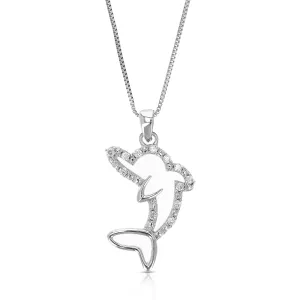 1/10 cttw Lab Grown Diamond Dolphin Pendant in Sterling Silver