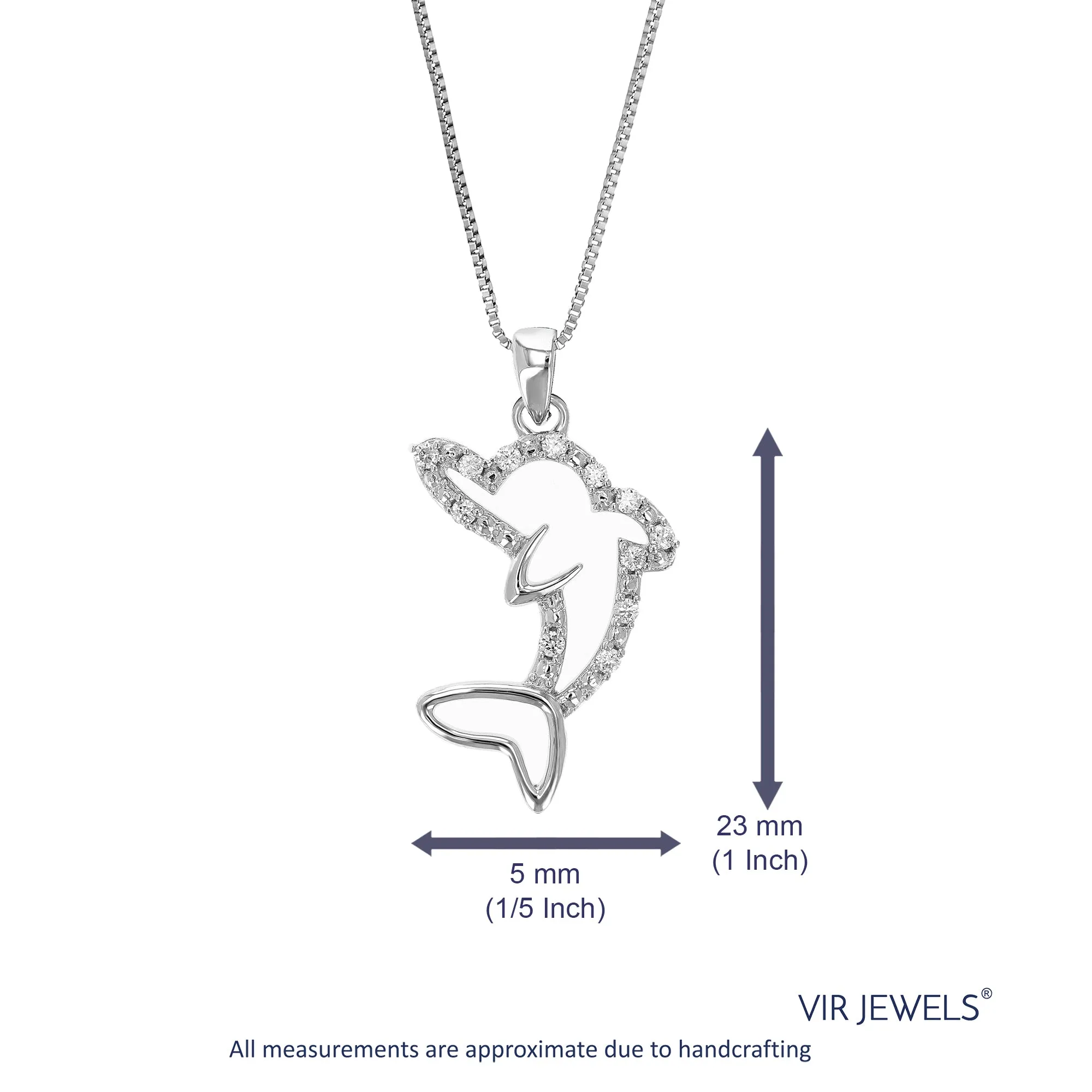 1/10 cttw Lab Grown Diamond Dolphin Pendant in Sterling Silver