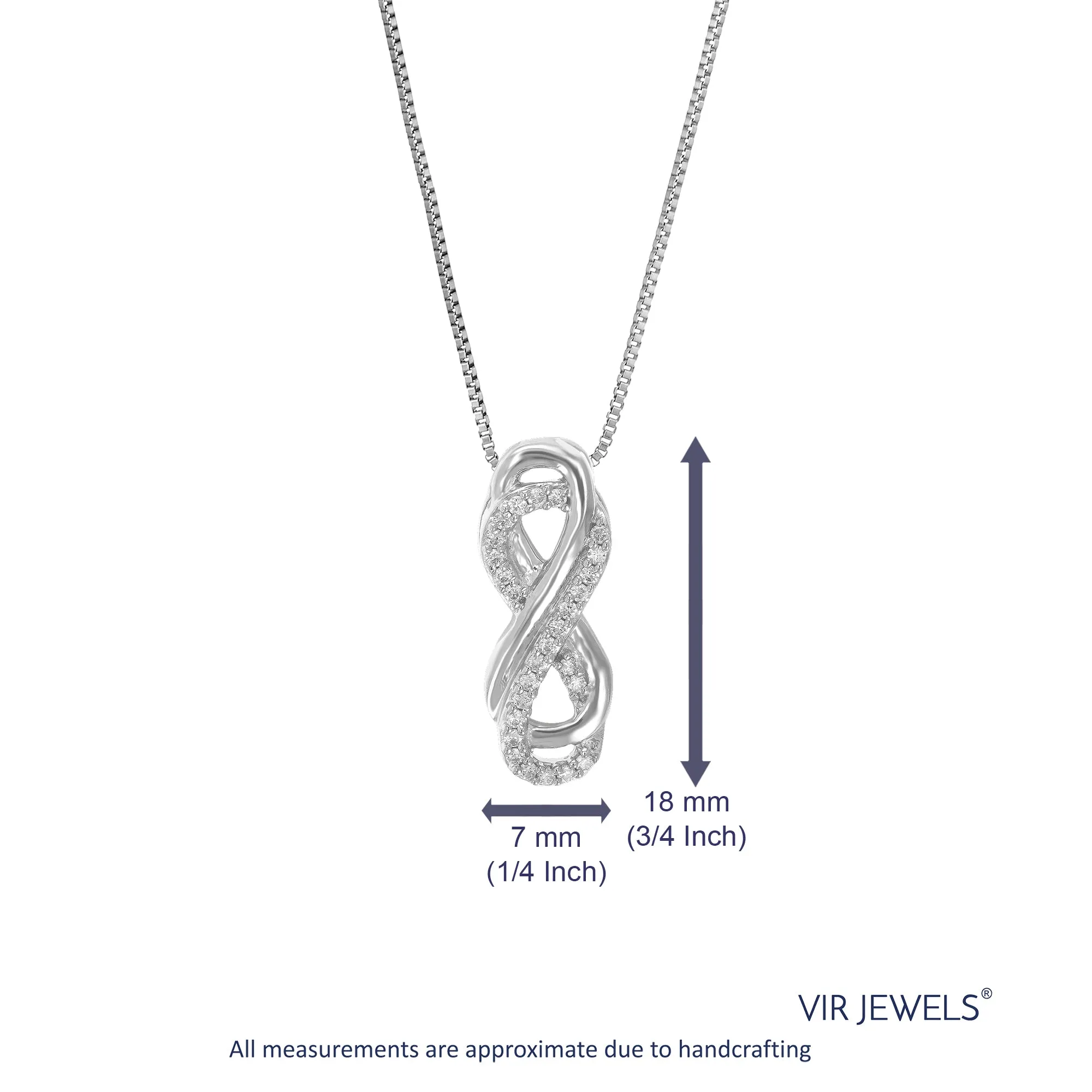 1/10 cttw Lab Grown Diamond Double Infinity Pendant in Silver