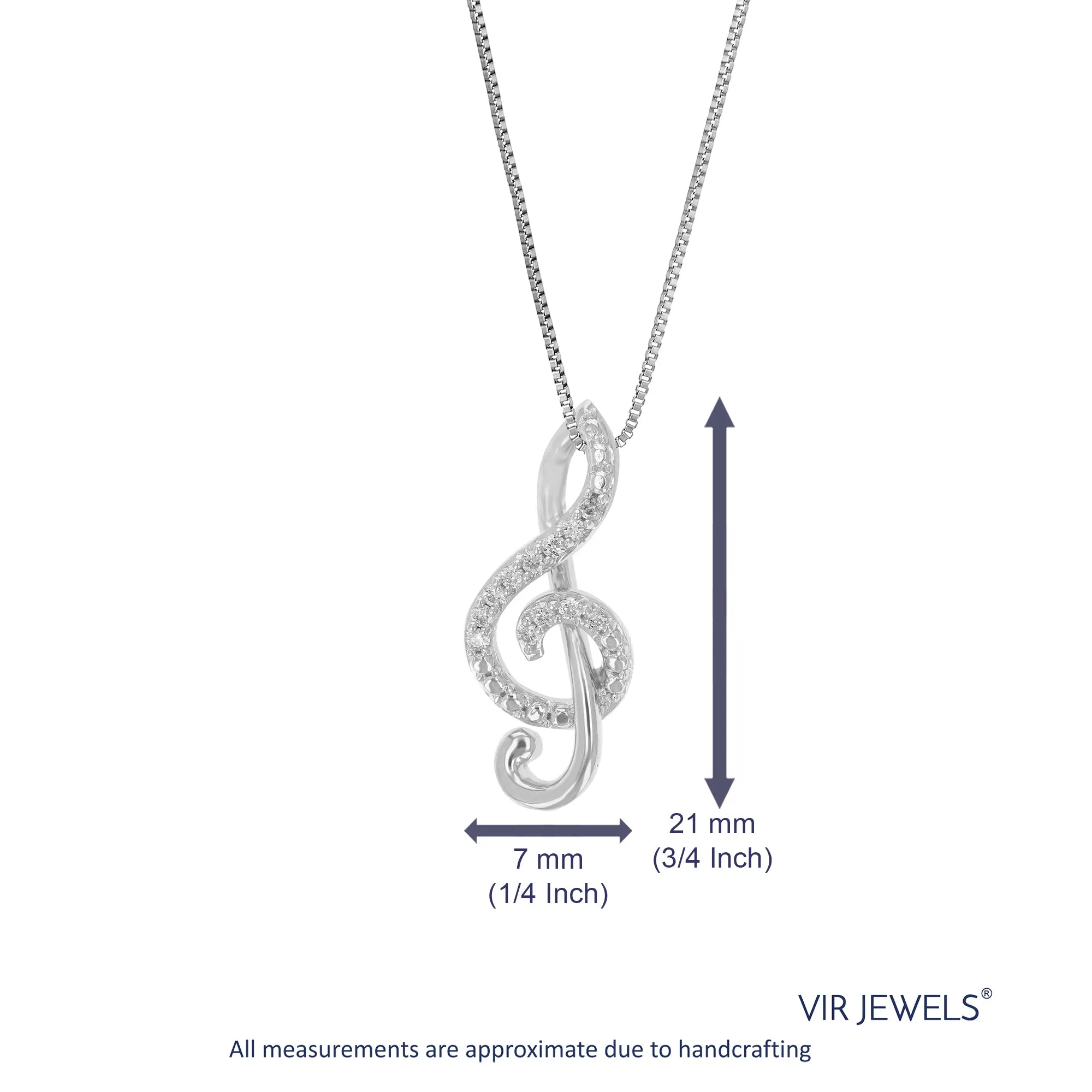 1/10 cttw Lab Grown Musical Note Diamond Pendant in Silver