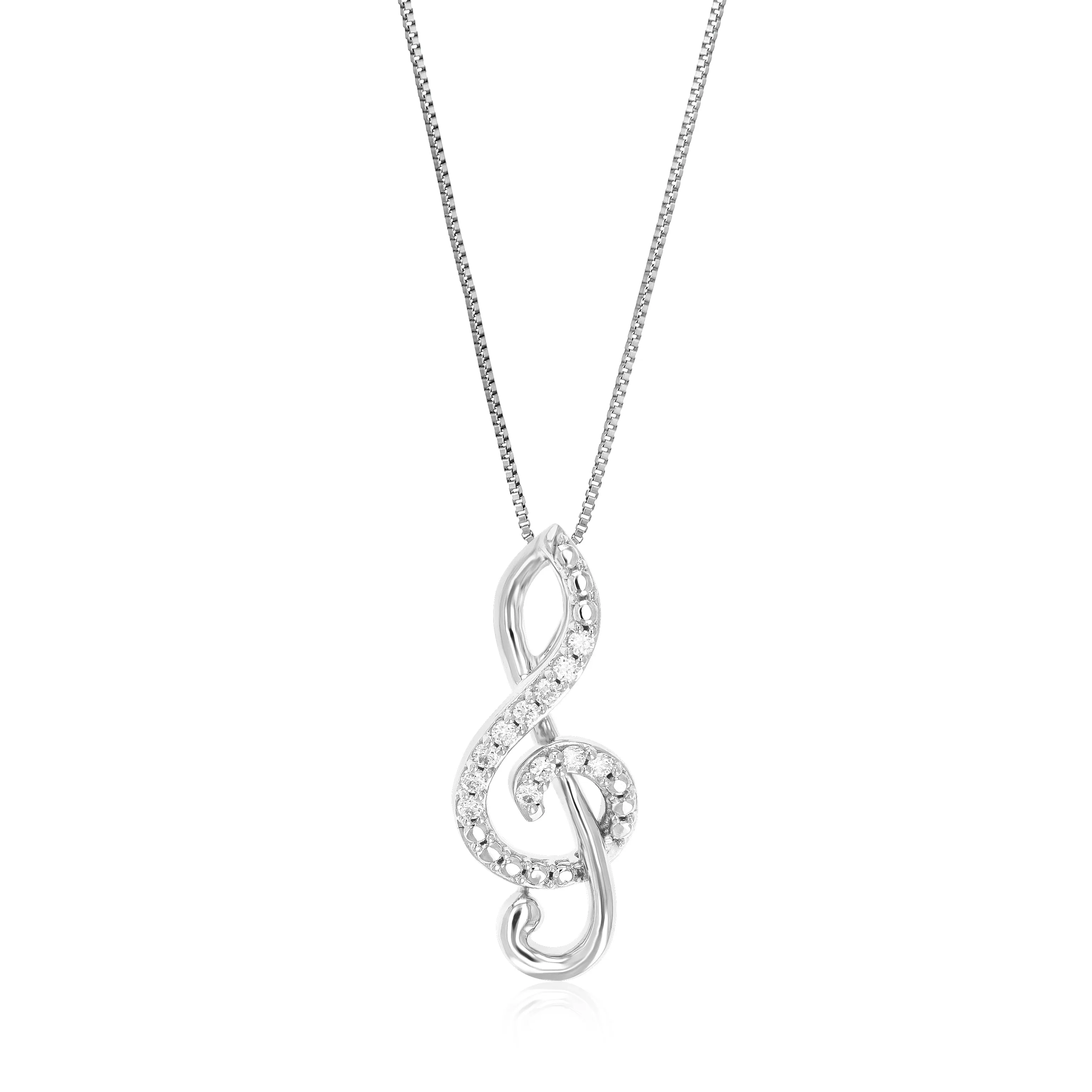 1/10 cttw Lab Grown Musical Note Diamond Pendant in Silver
