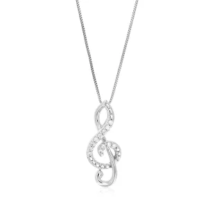 1/10 cttw Lab Grown Musical Note Diamond Pendant in Silver