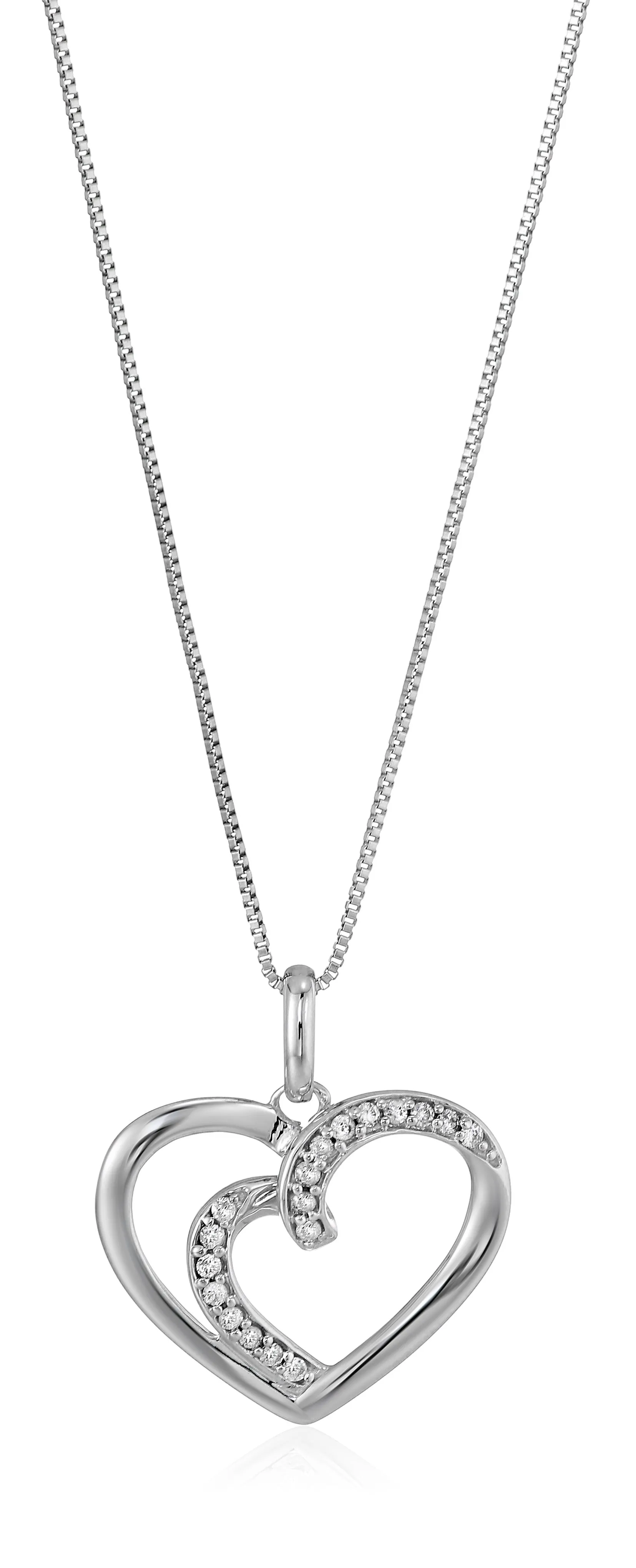 1/12 cttw Diamond Pendant Heart in 14K White Gold